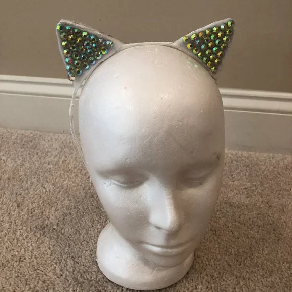 NWOT Kids' Women's Cat Ears Headbands (2) with 3 Soft Plush Scrunchies - Picture 2 of 9
